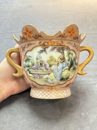 A Chinese famille rose two-handled bowl and cover, Qianlong mark, Republic