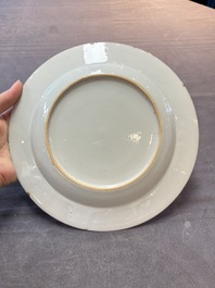 A set of six Chinese Meissen-style export plates with a harbour scene, Qianlong