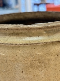 An Annamese or Vietnamese brown-glazed cream-ground 'grass sprigs' jar, 12/13th C.