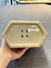 A pair of Chinese blue and white tea caddies and covers, 19th C.