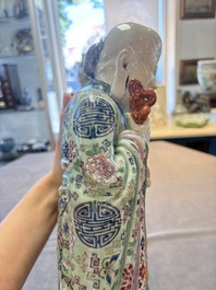 A Chinese famille rose figure of Shoulao, 19th C.