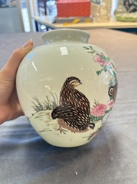 Two Chinese famille rose vases with birds and flowers, Qianlong mark, Republic
