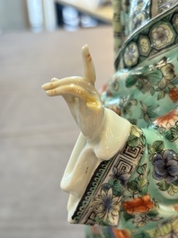 A Chinese famille verte figure of Han Xiangzi 韓湘子, Jiangxi mark, 19th C.