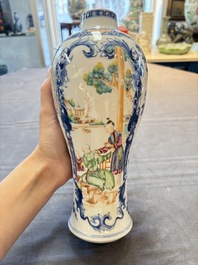 Three Chinese famille rose 'mandarin subject' vases and covers, Qianlong