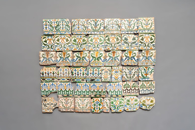 A large and varied collection of 82 polychrome tiles, Spain, 16/17th C