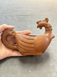 A Chinese Yixing stoneware 'phoenix' teapot, Kangxi
