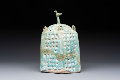 A Nishapur turquoise-glazed bowl, an inkwell and an incense burner or lantern, Iran, 10/12th C.