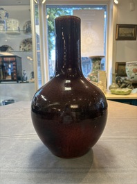 A Chinese flamb&eacute;-glazed bottle vase, 19th C.