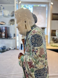 A Chinese famille rose figure of Shoulao, 19th C.