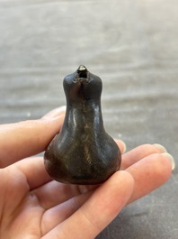 A Chinese mandarin duck-form water dropper, a hand warmer and a bronze censer, Zhen Wan 珍玩 and Zhang Mingqi Zhi 張鳴歧製 mark, 19th C.