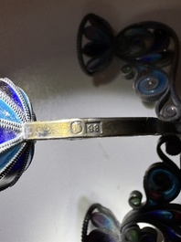 A Russian silver enamel tripod tazza, Julius Rappaport, St. Petersburg, Russia, 19/20th C.