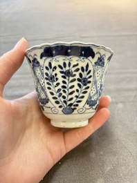 Eight Chinese blue and white cups and saucers, Kangxi mark, 19th C.