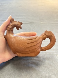 A Chinese Yixing stoneware 'phoenix' teapot, Kangxi