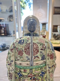A Chinese famille rose figure of Shoulao, 19th C.