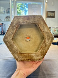 A Chinese Imari-style hexagonal jardini&egrave;re with floral design, Qianlong