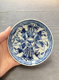 Ten Chinese blue and white cups and nine saucers, Kangxi mark, 19th C.