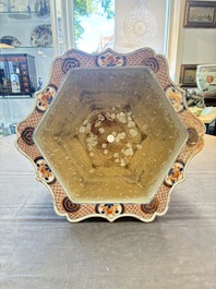 A Chinese Imari-style hexagonal jardini&egrave;re with floral design, Qianlong