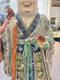 A Chinese famille rose figure of Shoulao, 19th C.