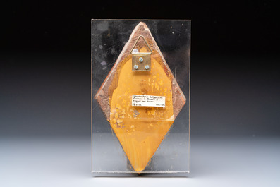 A medieval lozenge-shaped 'Fleur-de-Lys' tile, Chateau de Beaut&eacute;, France, 14th C.