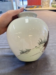 Two Chinese famille rose vases with birds and flowers, Qianlong mark, Republic