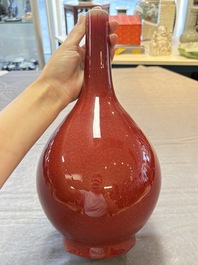 A Chinese sang-de-boeuf bottle vase, 19th C.