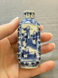 A Chinese blue and white 'Sima Guang 司馬光' snuff bottle, Qianlong mark, 19th C.