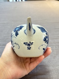 A Chinese verte-Imari teapot and a blue and white teapot with floral design, Kangxi