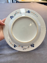 Ten Chinese doucai plates with floral design, Kangxi