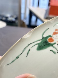 A large Chinese famille verte 'qilin and phoenix' dish, Kangxi