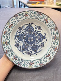 Ten Chinese doucai plates with floral design, Kangxi