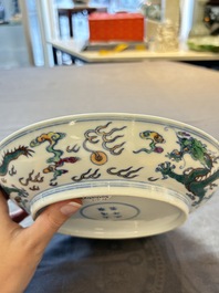 A Chinese doucai 'dragon' plate, Yongzheng mark and of the period