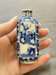 A Chinese blue and white 'Sima Guang 司馬光' snuff bottle, Qianlong mark, 19th C.