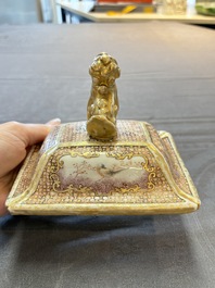 A Chinese Canton gilt-decorated famille rose covered vase with mandarin design, Qianlong