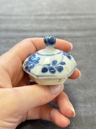 A Chinese famille rose 'Feng Yi Ting 鳳儀亭' teapot and a blue and white teapot with figural design, Yongzheng