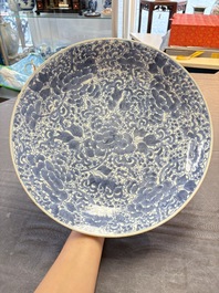 Two Chinese blue and white dishes with floral design, Kangxi