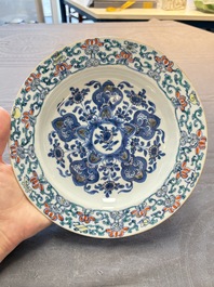 Ten Chinese doucai plates with floral design, Kangxi