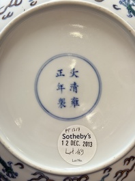 A Chinese doucai 'dragon' plate, Yongzheng mark and of the period