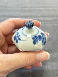 A Chinese famille rose 'Feng Yi Ting 鳳儀亭' teapot and a blue and white teapot with figural design, Yongzheng