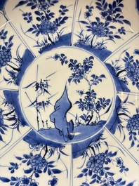 Two Chinese blue and white dishes with floral design, Kangxi