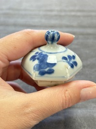 A Chinese famille rose 'Feng Yi Ting 鳳儀亭' teapot and a blue and white teapot with figural design, Yongzheng