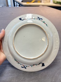 Ten Chinese doucai plates with floral design, Kangxi
