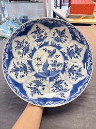 Two Chinese blue and white dishes with floral design, Kangxi