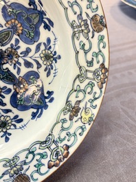 Ten Chinese doucai plates with floral design, Kangxi