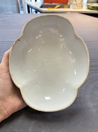 A Chinese famille rose 'gu' vase and a robin's egg-glazed tripod double-walled warming bowl, Qianlong mark, 19/20th C.