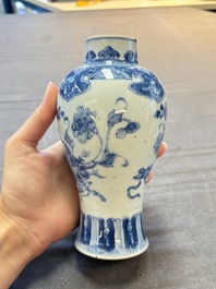 Five Chinese blue and white vases, Kangxi/Qianlong