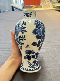 Five Chinese blue and white vases, Kangxi/Qianlong