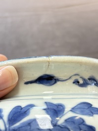 A small Chinese blue and white 'phoenixes and peonies' jar, Wanli
