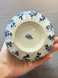 A Chinese blue and white hookah base with floral design, Kangxi