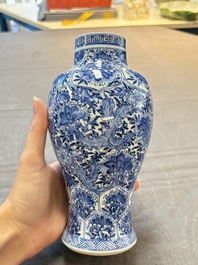 Five Chinese blue and white vases, Kangxi/Qianlong