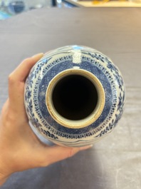 Five Chinese blue and white vases, Kangxi/Qianlong